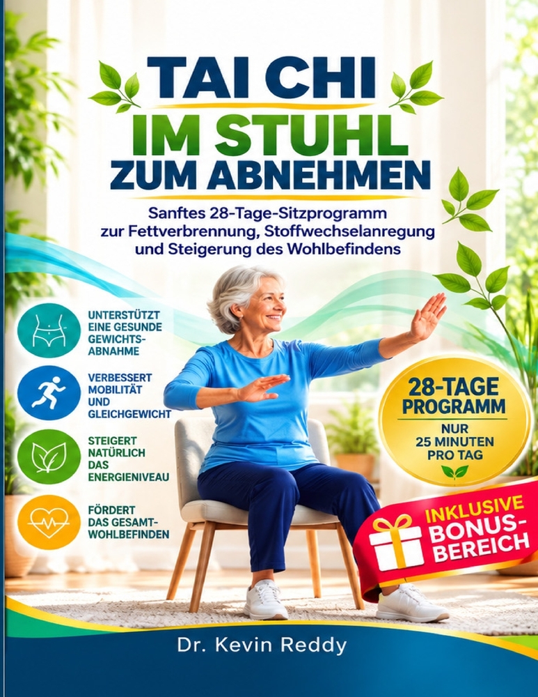 Tai Chi Im Stuhl Zum Abnehmen: Sanftes 28-Tage-Sitzprogramm Zur Fettverbrennung, Stoffwechselanregung Und Steigerung Des Wohlbefindens cover
