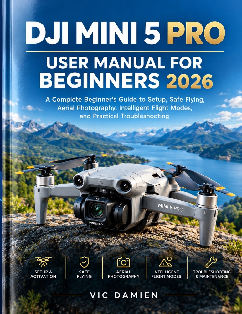 Dji Mini 5 Pro User Manual for Beginners 2026: A Complete Beginner's Guide to Setup, Safe Flying, AerialPhotography, Intelligent Flight Modes, and Pra cover