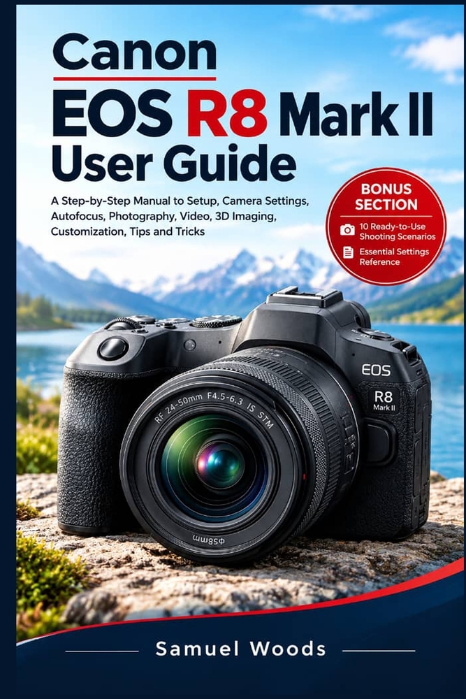 Canon Eos R8 Mark II User Guide: A Step-by-Step Manual to Setup, Camera Settings, Autofocus, Photography, Video, 3D Imaging, Customization, Tips and T cover