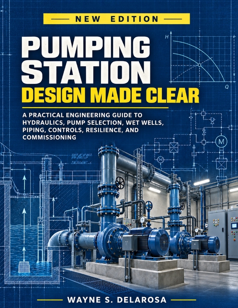 Pumping Station Design Made Clear: A Practical Engineering Guide to Hydraulics, Pump Selection, Wet Wells, Piping, Controls, Resilience, and Commissio cover