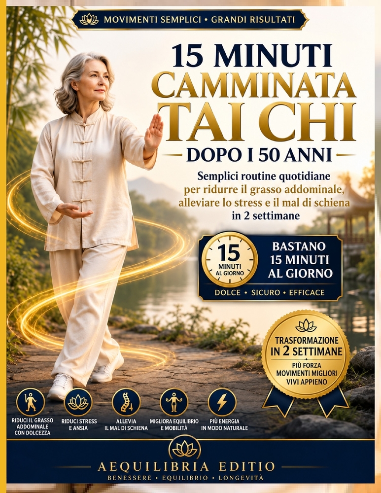 15 Minuti Camminata Tai Chi Dopo I 50 Anni: Semplici routine quotidiane per ridurre il grasso addominale, alleviare lo stress e il mal di schiena in 2 cover