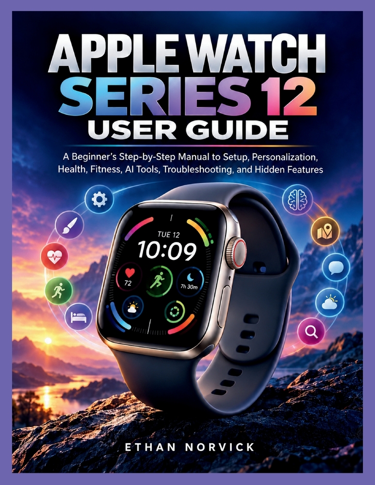 Apple Watch Series 12 User Guide: A Beginner's Step-by-Step manual to Setup, Personalization, Health, Fitness, AI Tools, Troubleshooting, and Hidden F cover
