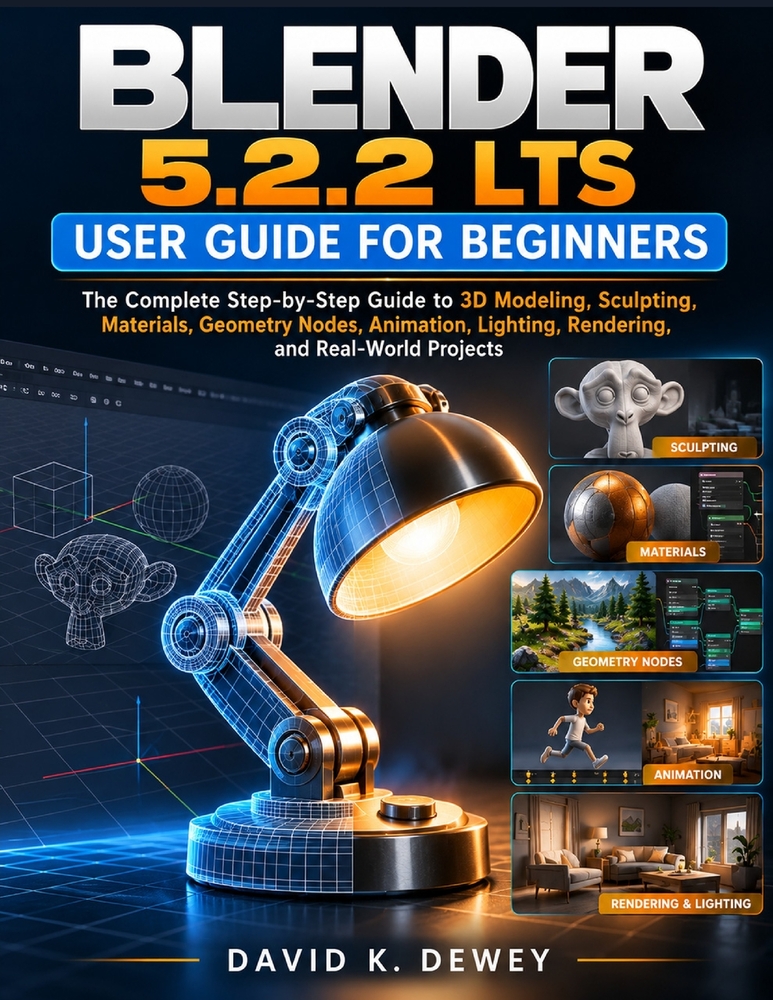 Blender 5.2.2 Lts User Guide for Beginners: The Complete Step-by-Step Guide to 3D Modeling, Sculpting, Materials, Geometry Nodes, Animation, Lighting, cover
