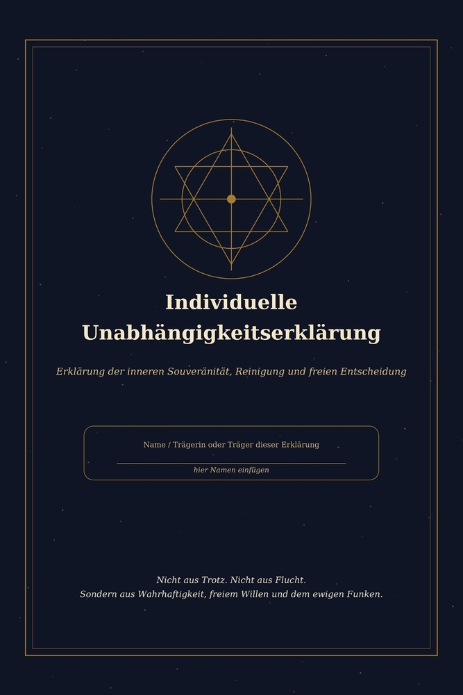 Individuelle Unabhängigkeitserklärung: Erklärung der inneren Souveränität, Reinigung und freien Entscheidung cover