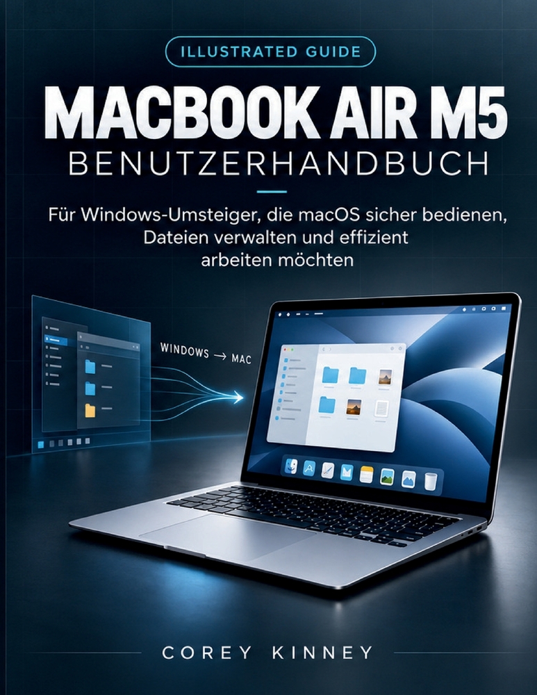 MacBook Air M5 Benutzerhandbuch: Für Windows-Umsteiger, die macOS sicher bedienen, Dateien verwalten und effizient arbeiten möchten cover