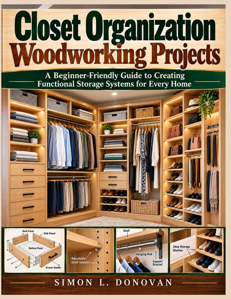 Closet Organization Woodworking Projects: A Beginner Friendly Guide to Creating Functional Storage Systems for Every Home cover