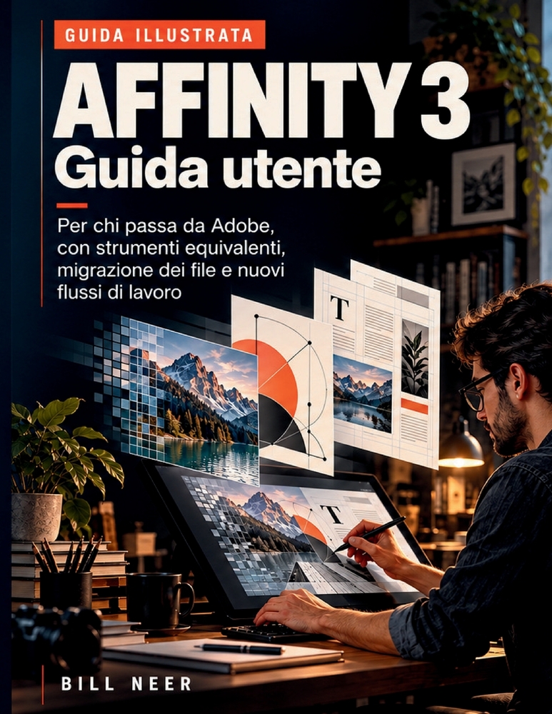 Affinity 3 Guida utente: Per chi passa da Adobe, con strumenti equivalenti, migrazione dei file e nuovi flussi di lavoro cover