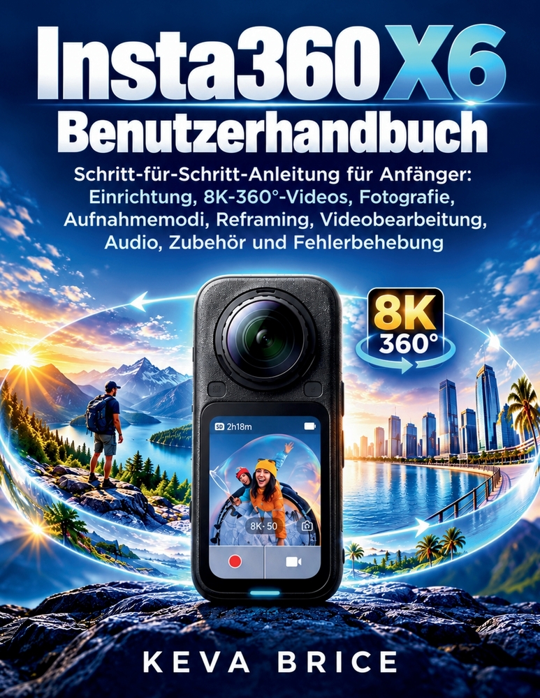 Insta360 X6 Benutzerhandbuch: Schritt-für-Schritt-Anleitung für Anfänger: Einrichtung, 8K-360°-Videos, Fotografie, Aufnahmemodi, Reframing, Videobearb cover
