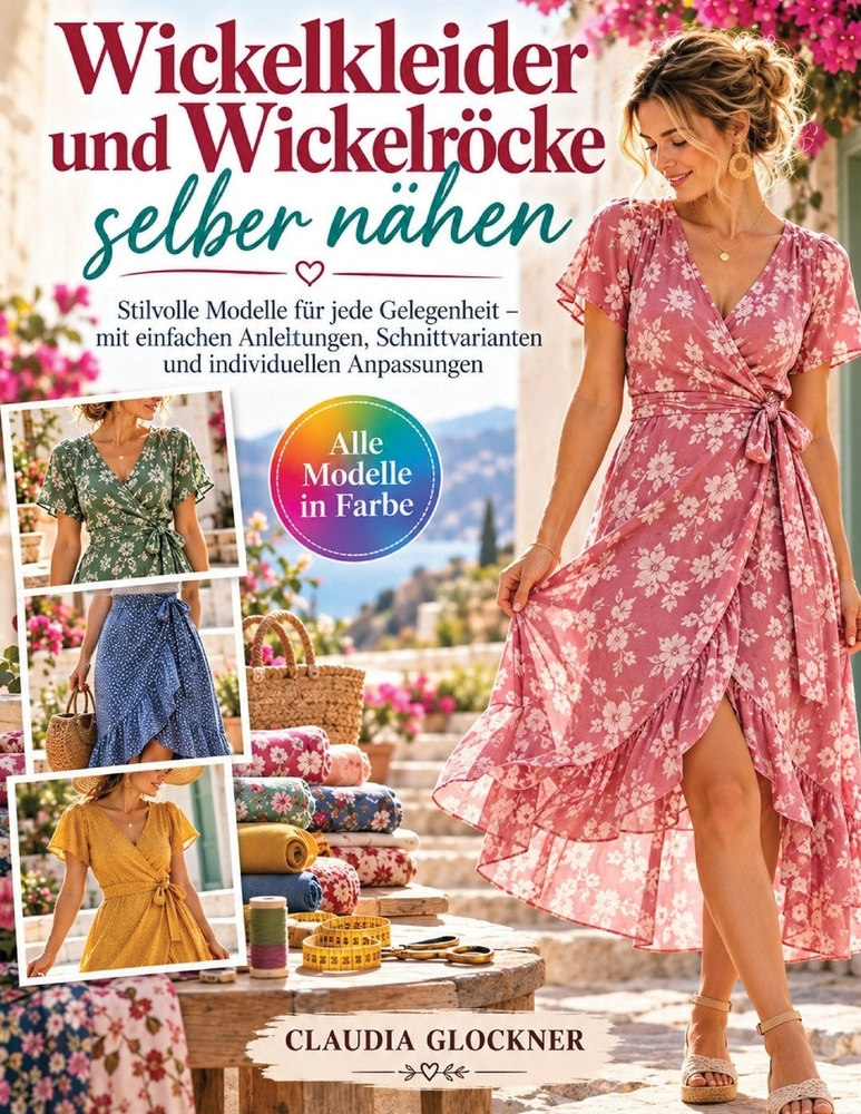Wickelkleider und Wickelröcke selber nähen: Mit farbigen Schritt-für-Schritt-Bildern für V-Ausschnitte, Bindebänder, Taillenpassform, Rockformen, Säum cover
