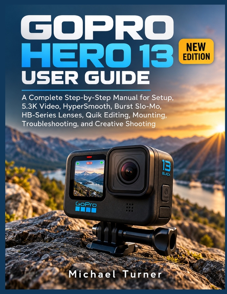Gopro Hero 13 User Guide: A Complete Step-by-Step Manual for Setup, 5.3K Video, HyperSmooth, Burst Slo-Mo, HB-Series Lenses, Quik Editing, Mounting, T cover