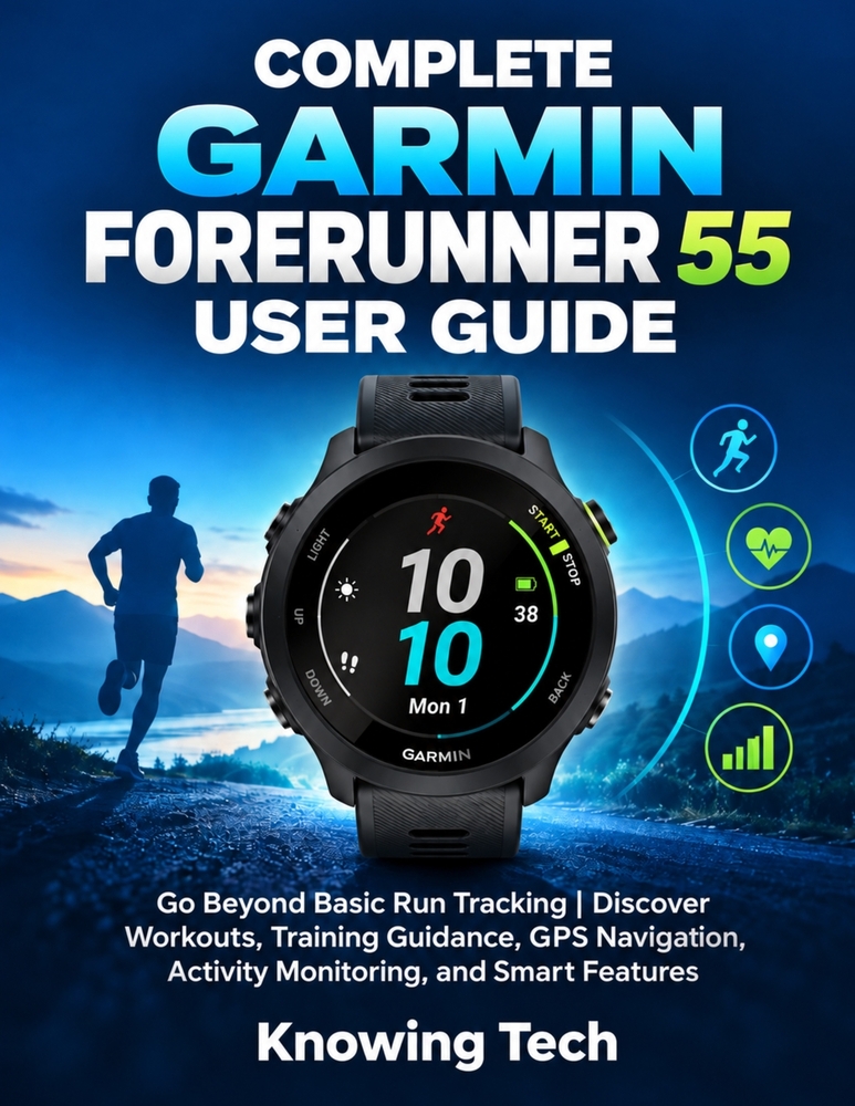 Complete Garmin Forerunner 55 User Guide: Go Beyond Basic Run Tracking Discover Workouts, Training Guidance, GPS Navigation, Activity Monitoring, and cover