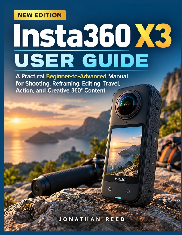 Insta360 X3 User Guide: A Practical Beginner-to-Advanced manual for Shooting, Reframing, Editing, Travel, Action, and Creative 360° Content cover