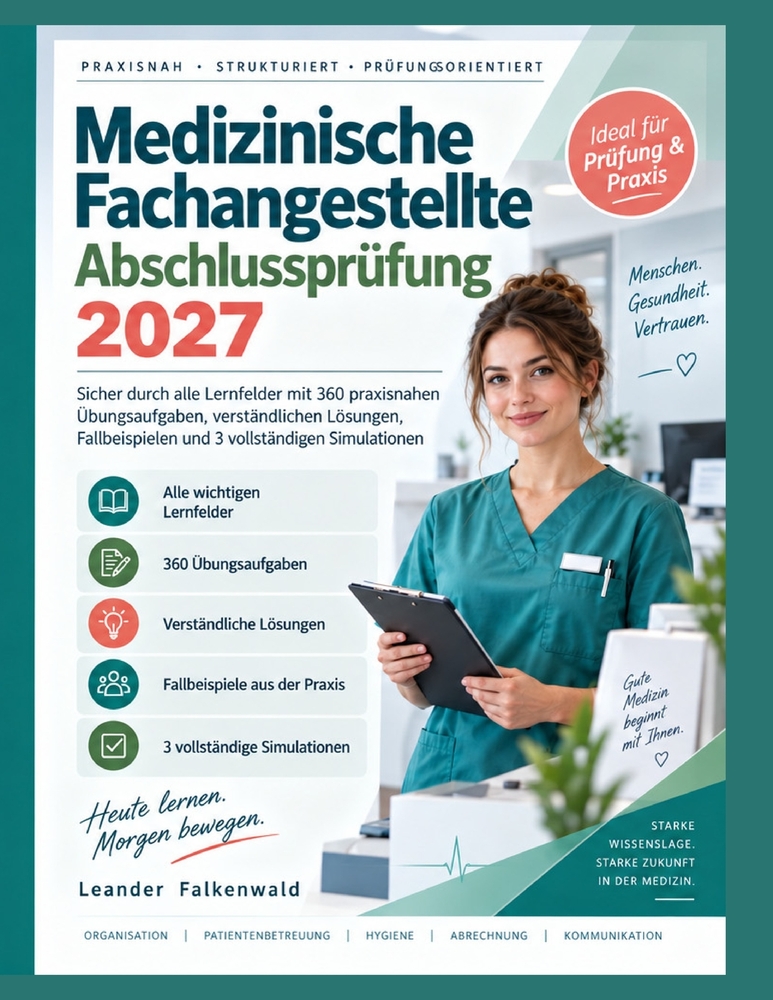 Medizinische Fachangestellte Abschlussprüfung 2027: Sicher durch alle Lernfelder mit 360 praxisnahen Übungsaufgaben, verständlichen Lösungen, Fallbeis cover