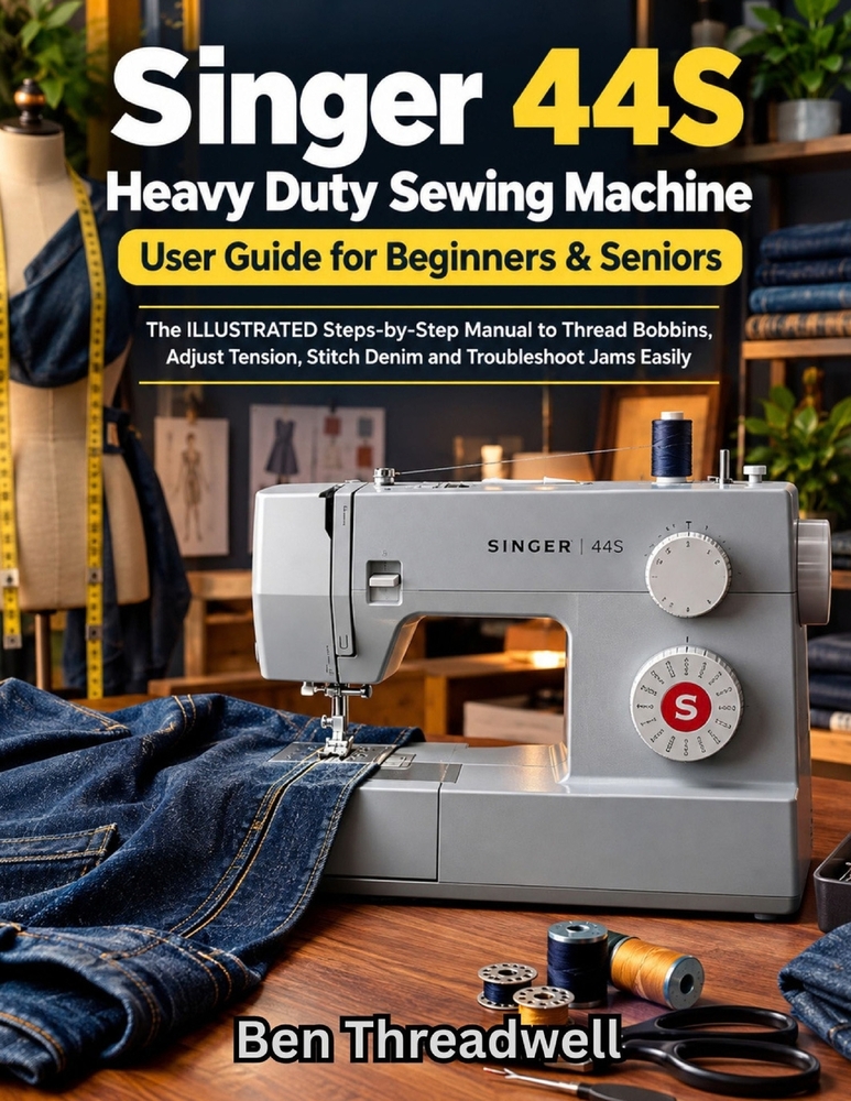 Singer 44S Heavy Duty Sewing Machine User Guide for Beginners & Seniors: The ILLUSTRATED Steps-by-Step Manual to Thread Bobbins, Adjust Tension, Stitc cover