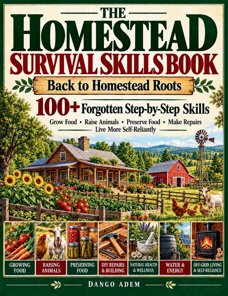 The Homestead Survival Skills Book: Back to Homestead Roots: 100+ Forgotten Step-by-Step Skills for Off-Grid Living, Regenerative Farming, Raising Ani cover