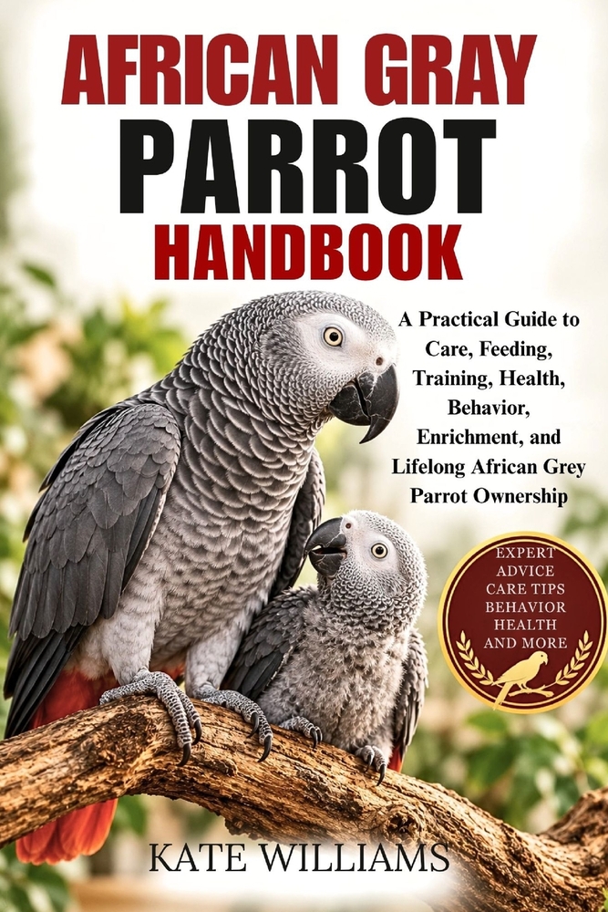 African Gray Parrot Handbook: A Practical Guide to Care, Feeding, Training, Health, Behavior, Enrichment, and Lifelong African Grey Parrot Ownership cover