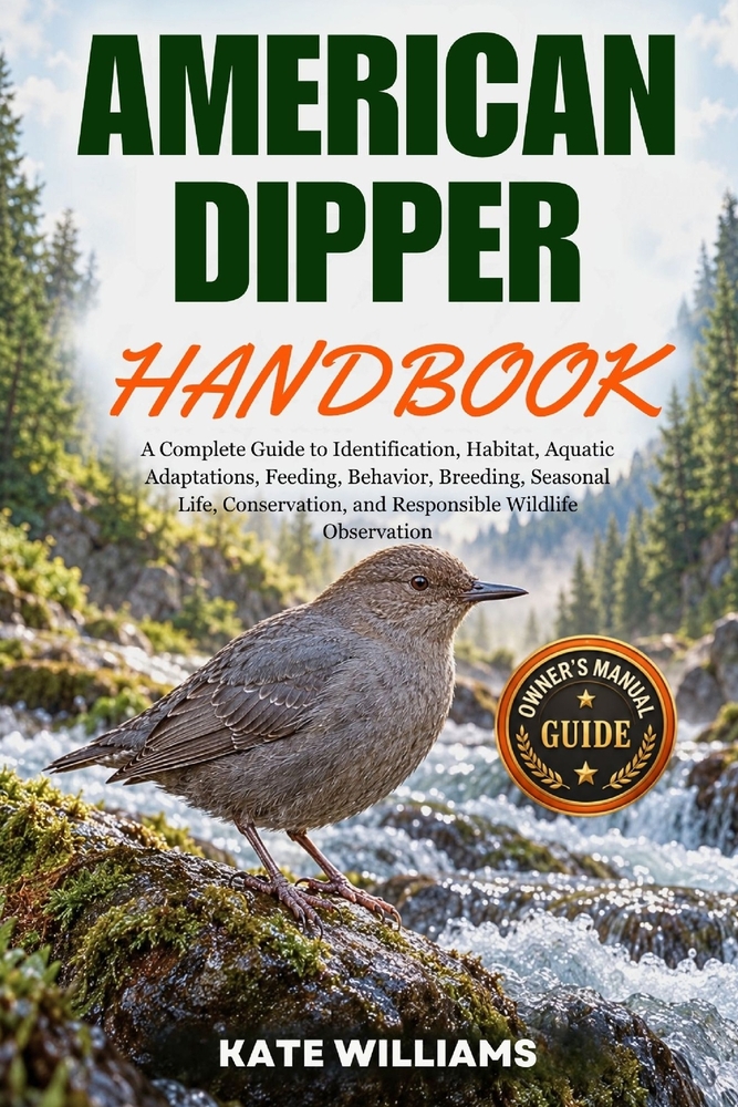 American Dipper Handbook: A Complete Guide to Identification, Habitat, Aquatic Adaptations, Feeding, Behavior, Breeding, Seasonal Life, Conservation, cover