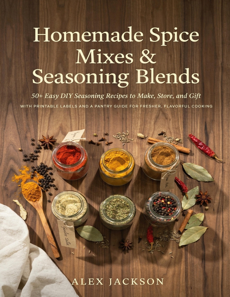 Homemade Spice Mixes & Seasoning Blends: 50+ Easy DIY Seasoning Recipes to Make, Store, and Gift - with Printable Labels and a Pantry Guide for Freshe cover