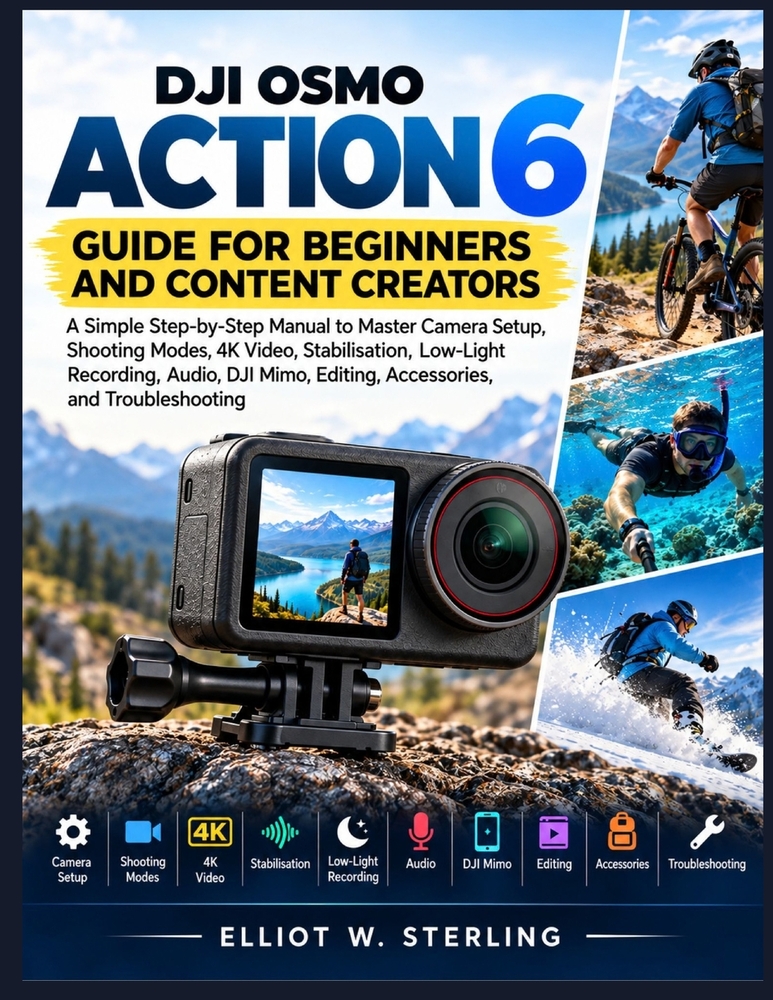 DJI Osmo Action 6 GUIDE FOR BEGINNERS AND CONTENT CREATORS: A Simple Step-by-Step Manual to Master Camera Setup, Shooting Modes, 4K Video, Stabilisati cover