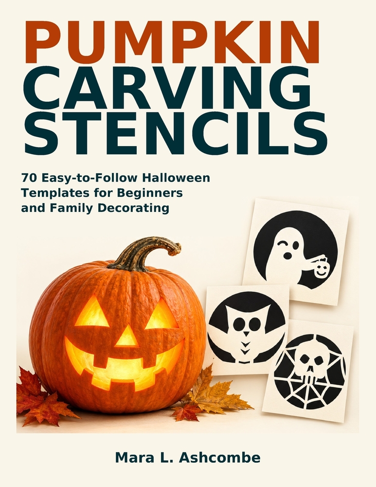 Pumpkin Carving Stencils: 70 Easy-to-Follow Halloween Templates for Beginners and Family Decorating cover