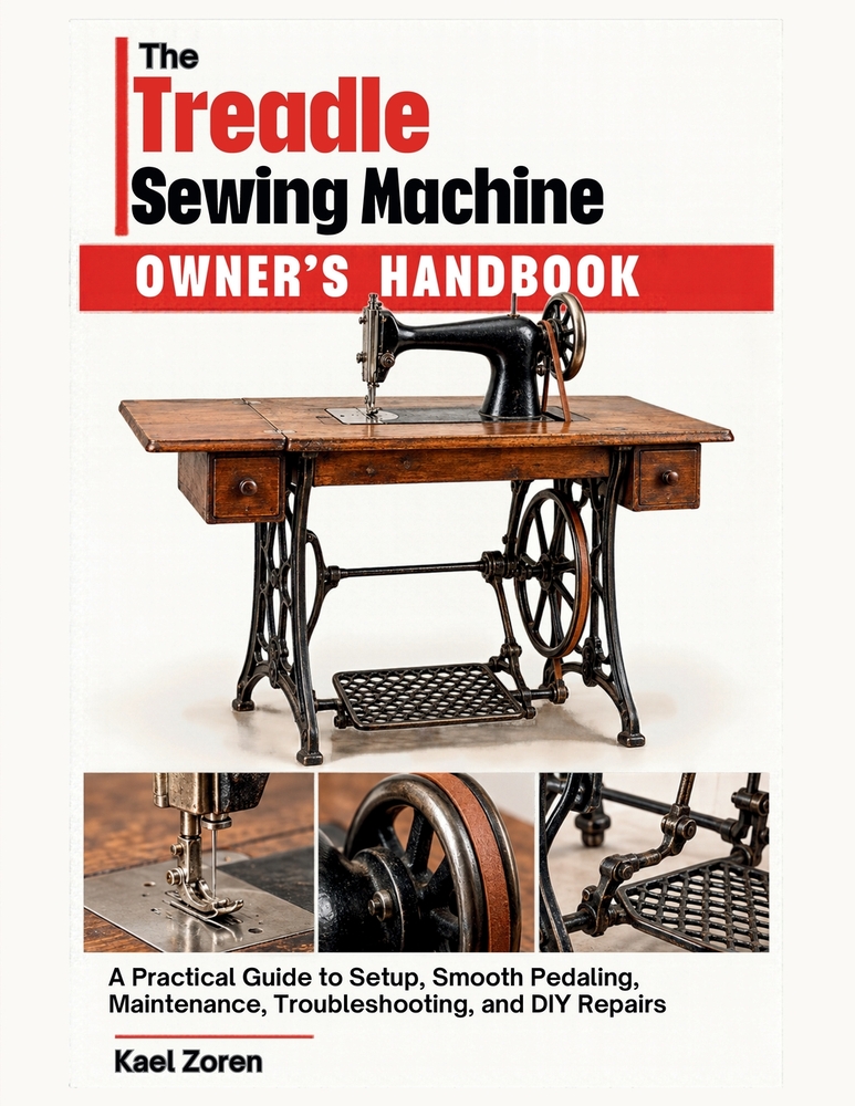 The Treadle Sewing Machine Owner's Handbook: A Practical Guide to Setup, Smooth Pedaling, Maintenance, Troubleshooting, and DIY Repairs cover
