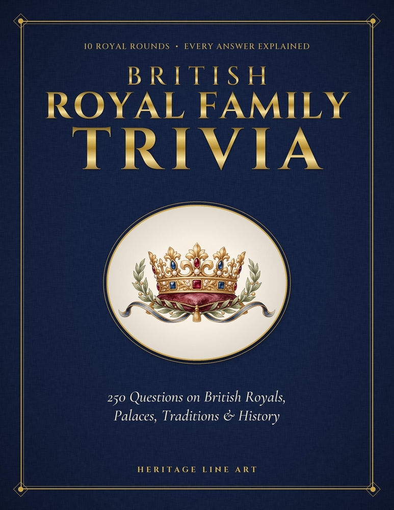 British Royal Family Trivia: 250 Questions on Kings, Queens, Royal Palaces, Traditions & British History cover