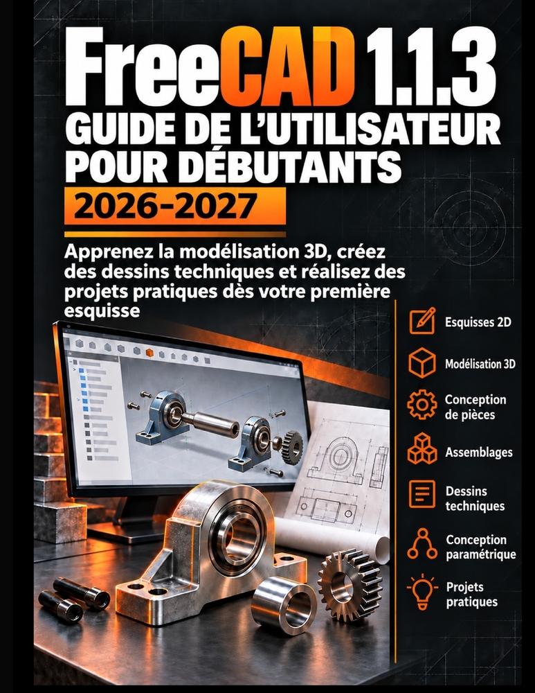 FreeCAD 1.1.3 Guide de l'utilisateur pour débutants 2026-2027: Apprenez la modélisation 3D, créez des dessins techniques et réalisez des projets concr cover