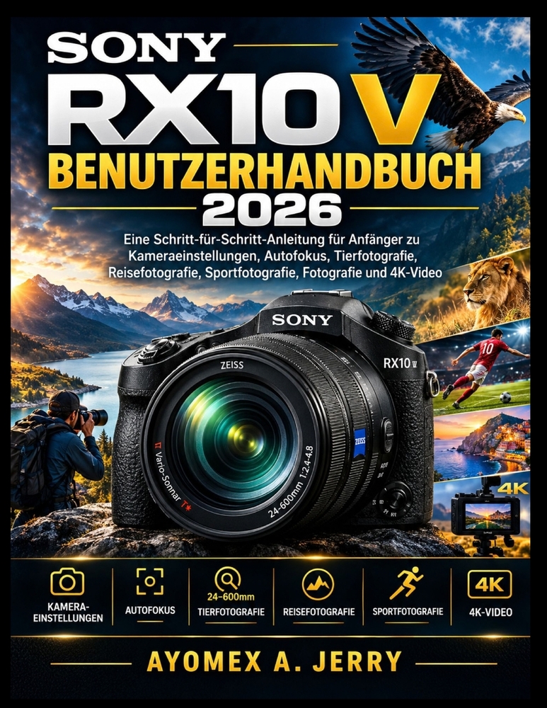 Sony Rx10 V Benutzerhandbuch 2026: Eine Schritt-für-Schritt-Anleitung für Anfänger zu Kameraeinstellungen, Autofokus, Tierfotografie, Reisefotografie, cover