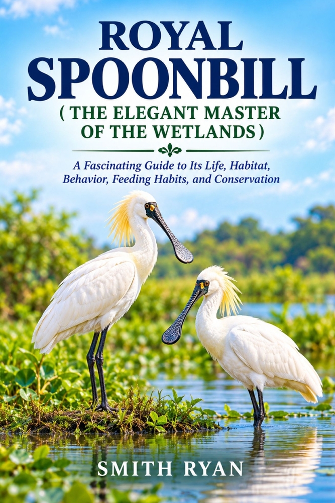 Royal Spoonbill ( the Elegant Master of the Wetlands ): A Fascinating Guide to Its Life, Habitat, Behavior, Feeding Habits, and Conservation cover