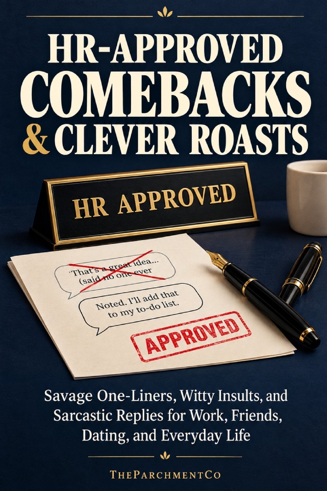 HR-Approved Comebacks & Clever Roasts: Savage One-Liners, Witty Insults, and Sarcastic Replies for Work, Friends, Dating, and Everyday Life cover