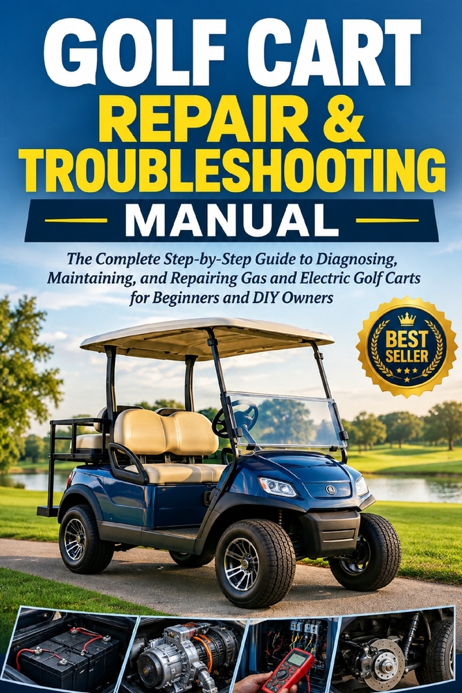 Golf Cart Repair & Troubleshooting Manual: The Complete Step-by-Step Guide to Diagnosing, Maintaining, and Repairing Gas and Electric Golf Carts for B cover
