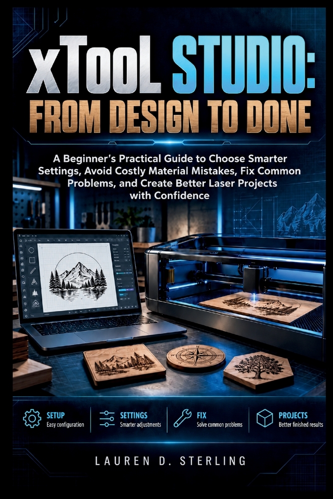 xTool Studio: From Design to Done: A Beginner's Practical Guide to Choose Smarter Settings, Avoid Costly Material Mistakes, Fix Common Problems, and C cover