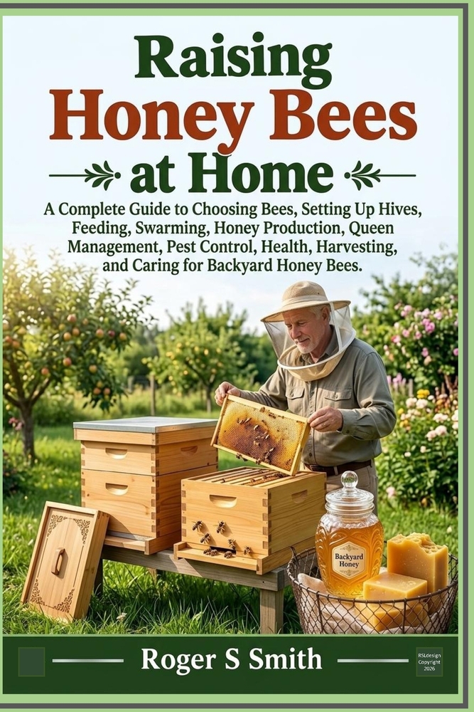 Raising Honey Bees at Home: A Complete Guide to Choosing Bees, Setting Up Hives, Feeding, Swarming, Honey Production, Queen Management, Pest Control, cover