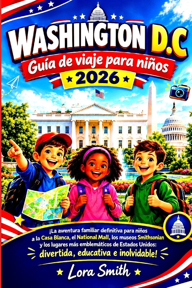WASHINGTON D.C Guía de viaje para niños 2026: "¡La aventura familiar definitiva para niños a la Casa Blanca, el National Mall, los museos Smithsonian cover