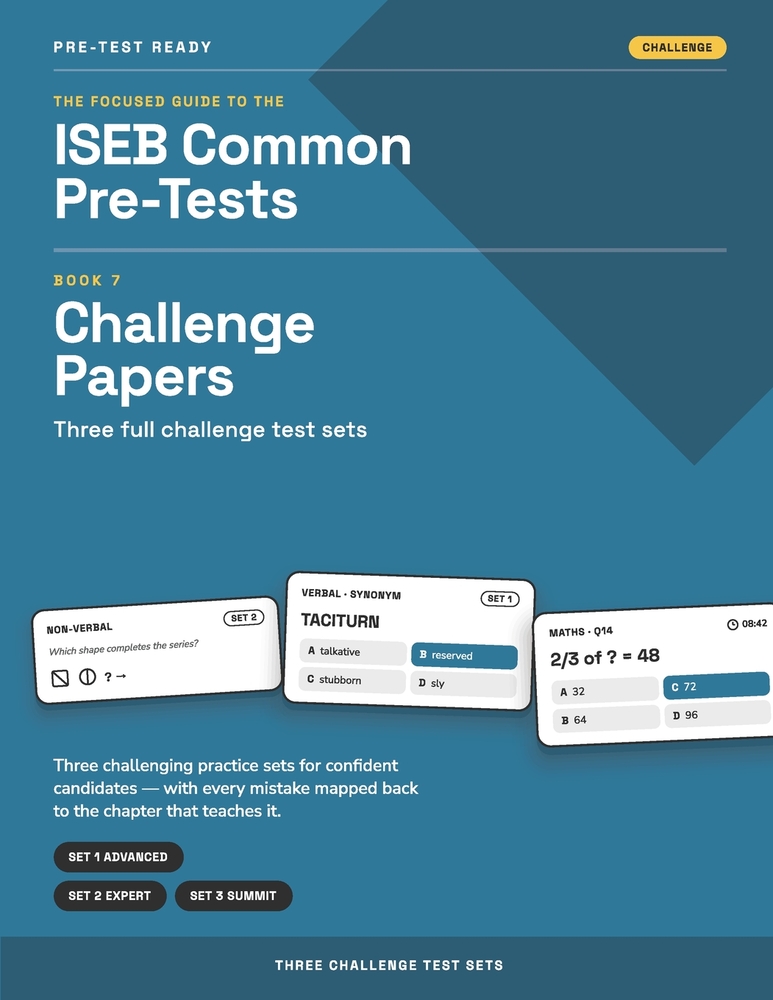 ISEB Common Pre-Tests Challenge Papers: Three Advanced 11+ Mock Test Sets in English, Maths, Verbal & Non-Verbal Reasoning for Years 5-6 (Ages 9-11), cover