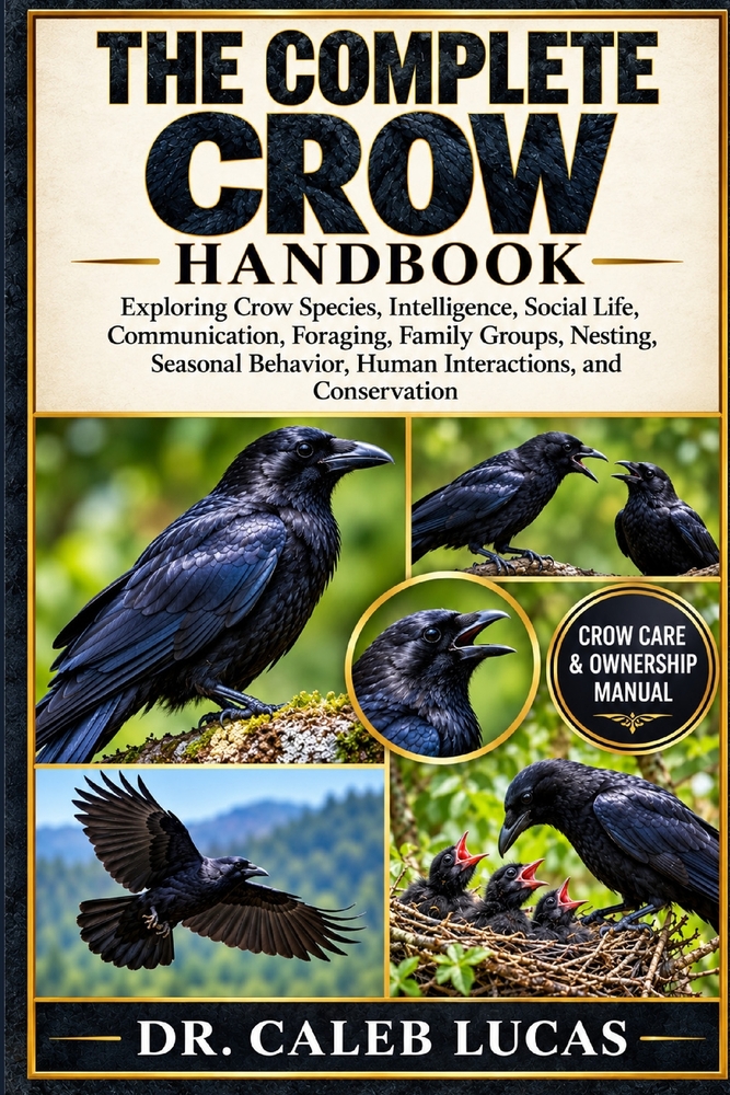 The Complete Crow Handbook: Exploring Crow Species, Intelligence, Social Life, Communication, Foraging, Family Groups, Nesting, Seasonal Behavior, Hum cover