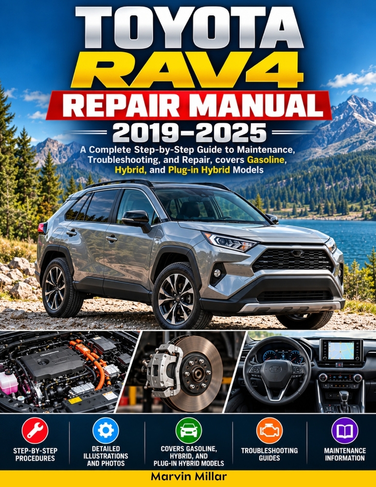 Toyota Rav4 Repair Manual 2019-2025: A Complete Step-by-Step Guide to Maintenance, Troubleshooting, and Repair, covers Gasoline, Hybrid, and Plug-in H cover