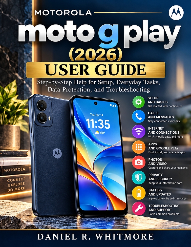 Motorola moto g play (2026): Step-by-Step Help for Setup, Everyday Tasks, Data Protection, and Troubleshooting cover
