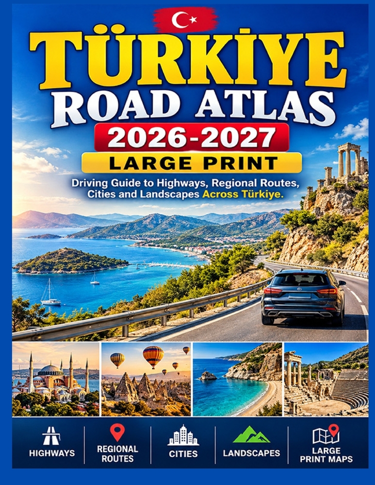 Türkiye Road Atlas 2026-2027 Large Print: Driving Guide to Highways, Regional Routes, Cities and Landscapes Across Türkiye. cover