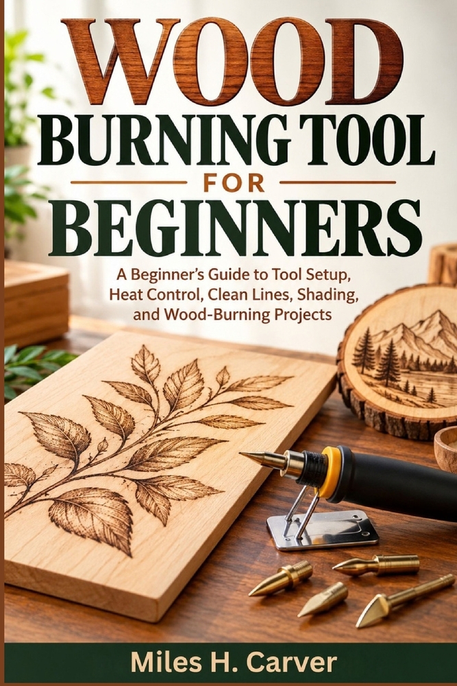 Wood Burning Tool for Beginners: A Beginner's Guide to Tool Setup, Heat Control, Clean Lines, Shading, and Wood-Burning Projects cover