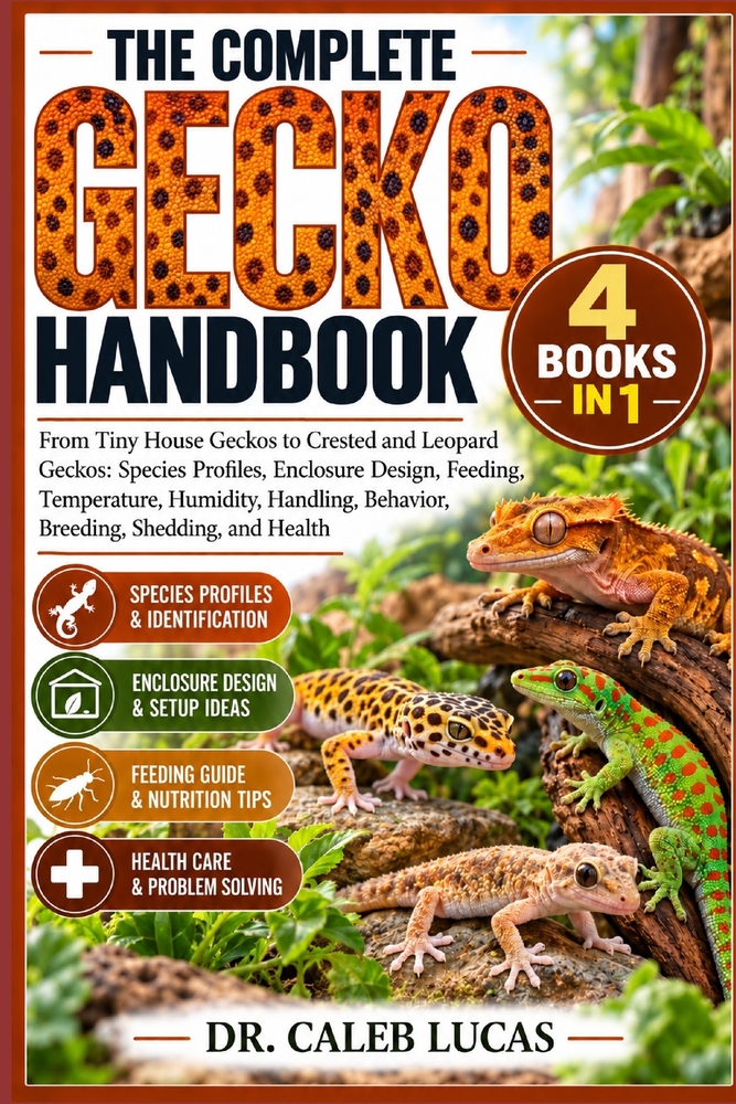 The Complete Gecko Handbook: From Tiny House Geckos to Crested and Leopard Geckos: Species Profiles, Enclosure Design, Feeding, Temperature, Humidity, cover