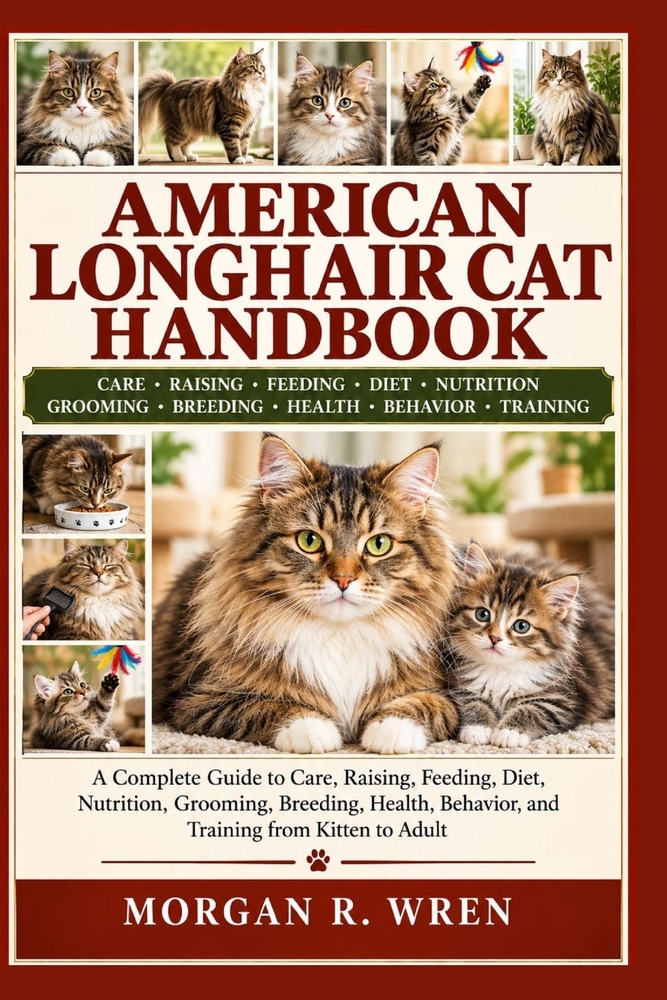 American Longhair Cat Handbook: A Complete Guide to Care, Raising, Feeding, Diet, Nutrition, Grooming, Breeding, Health, Behavior, and Training from K cover