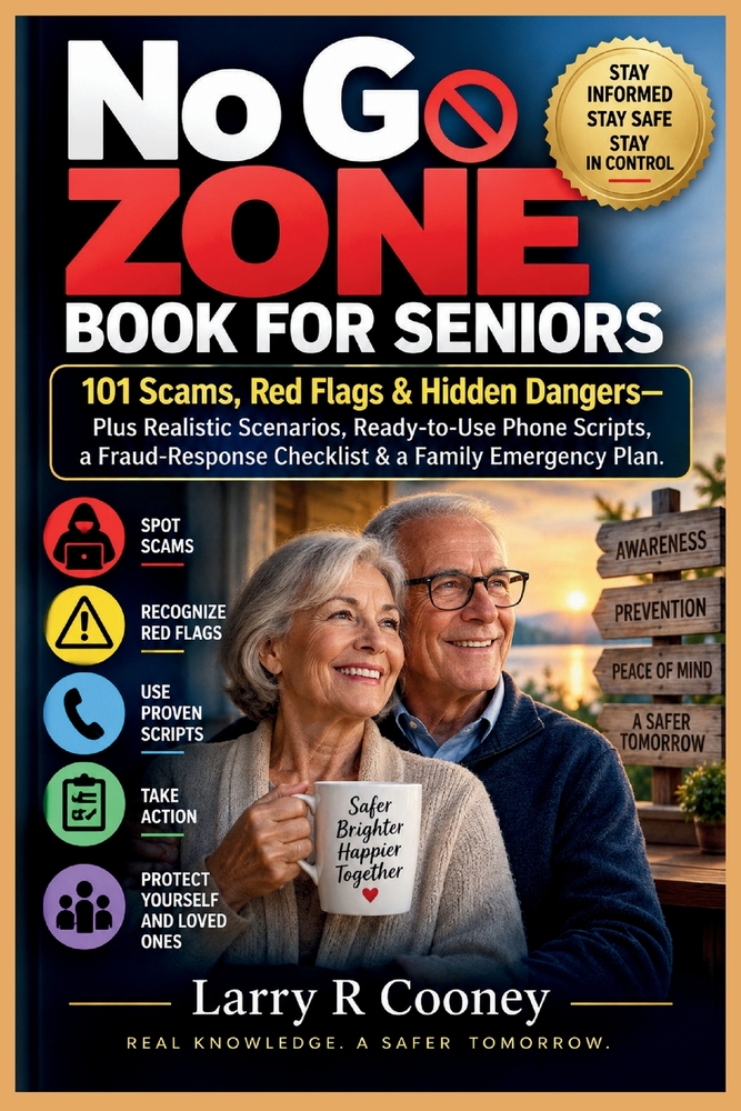 No Go Zone Book for Seniors: 101 Scams, Red Flags & Hidden Dangers-Plus Realistic Scenarios, Ready-to-Use Phone Scripts, a Fraud-Response Checklist & cover