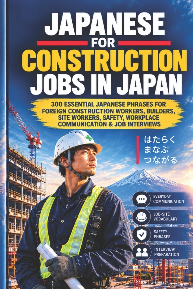 Japanese for Construction Jobs in Japan: 300 Essential Japanese Phrases for Foreign Construction Workers, Job-Site Communication, Tools, Materials, Wo cover
