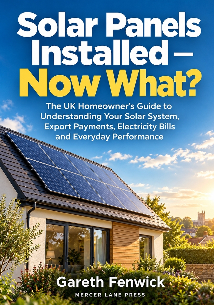 Solar Panels Installed - Now What?: The UK Homeowner's Guide to Understanding Your Solar System, Export Payments, Electricity Bills and Everyday Perfo cover