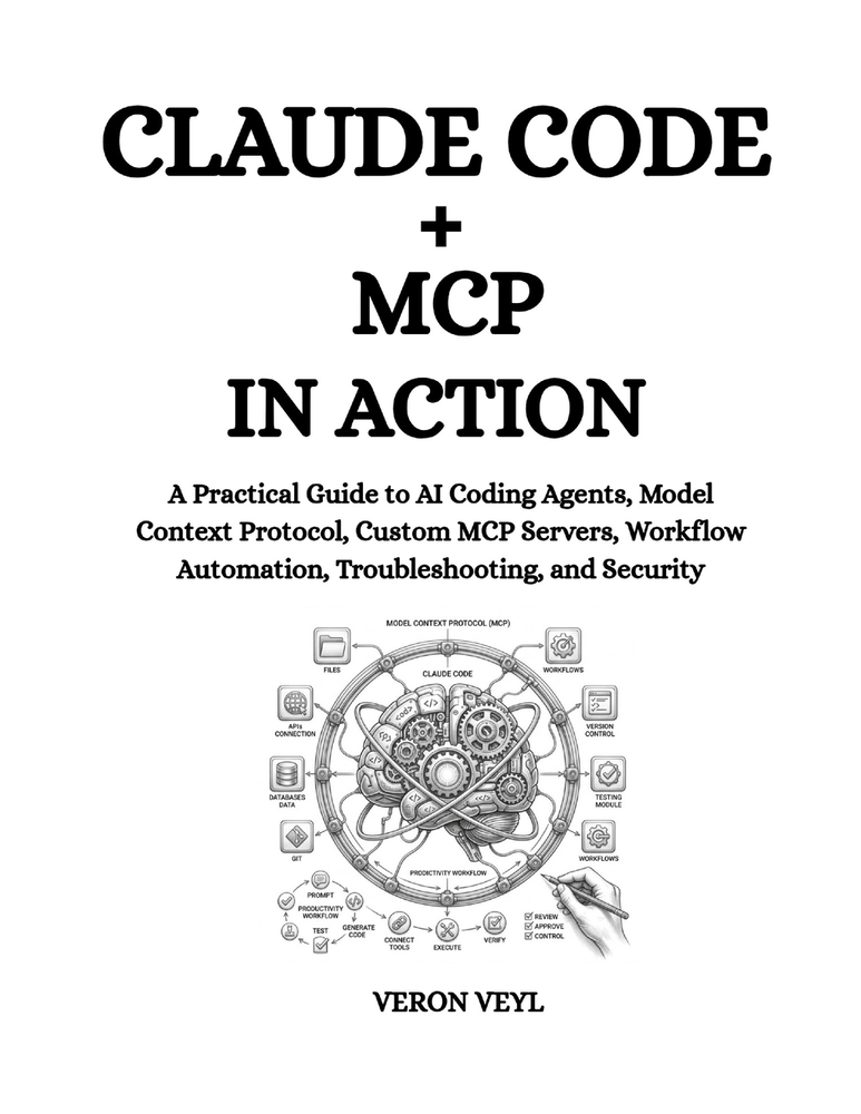 Claude Code + MCP In Action: A Practical Guide to AI Coding Agents, Model Context Protocol, Custom MCP Servers, Workflow Automation, Troubleshooting, cover