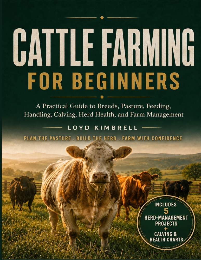 Cattle Farming for Beginners: A Practical Guide to Breeds, Pasture, Feeding, Handling, Calving, Herd Health, and Farm Management cover