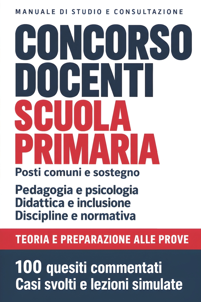 Concorso docenti - Scuola primaria: Manuale per posti comuni e sostegno. Pedagogia, psicologia, didattica, inclusione e normativa, con 100 quesiti com cover