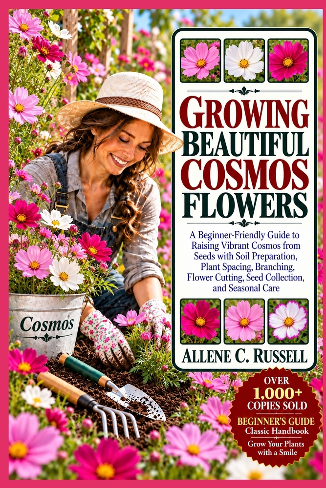 Growing Beautiful Cosmos Flowers: A Beginner-Friendly Guide to Raising Vibrant Cosmos from Seeds with Soil Preparation, Plant Spacing, Branching, Flow cover