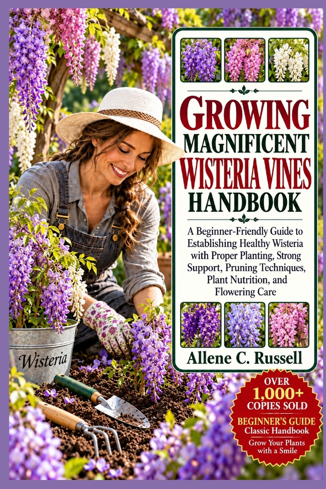 Growing Magnificent Wisteria Vines Handbook: A Beginner-Friendly Guide to Establishing Healthy Wisteria with Proper Planting, Strong Support, Pruning cover
